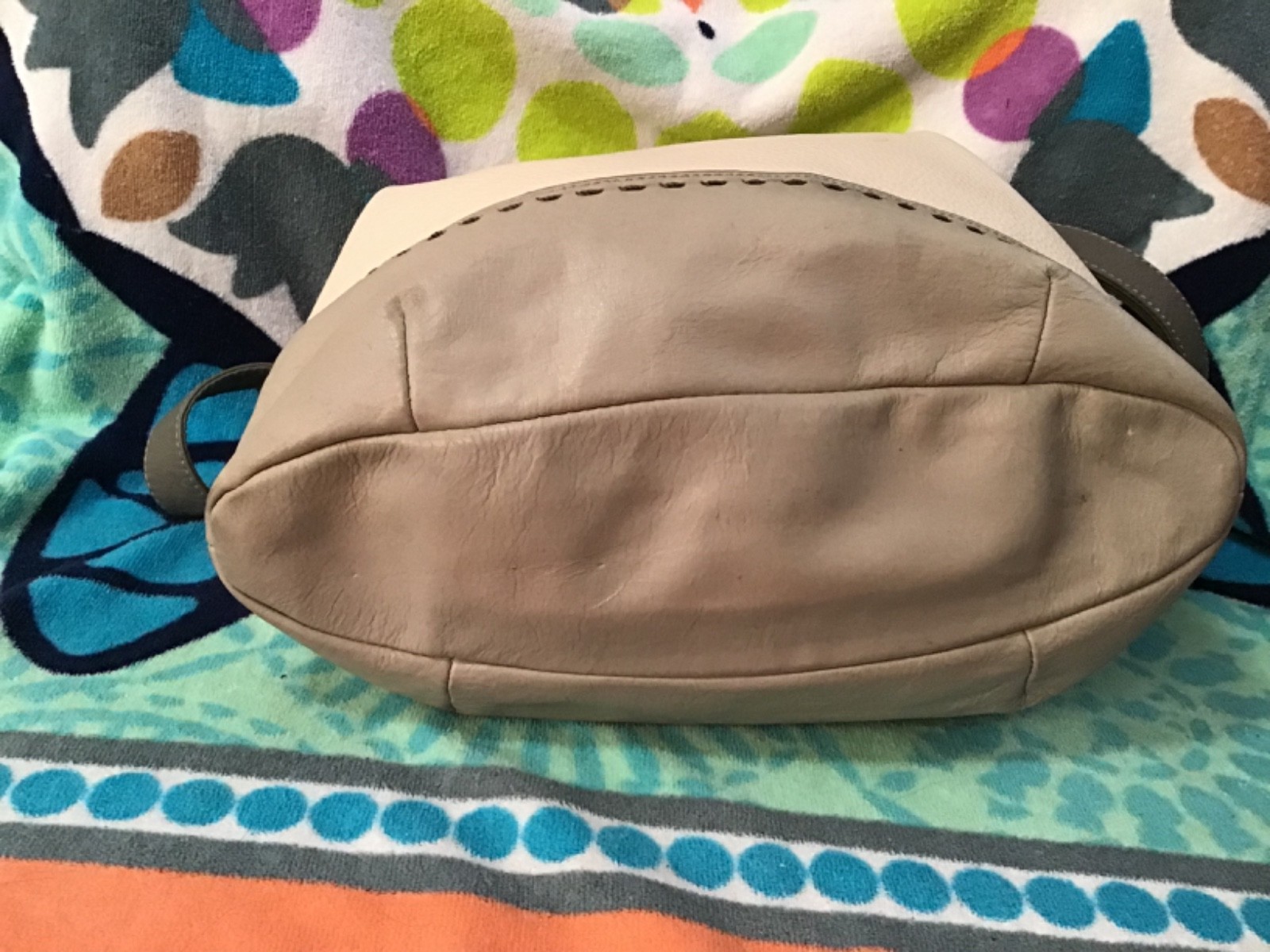 The Sak Gray, Bone & Metallic Leather Shoulder Bag or Crossbody – 14W x 11H x 4D