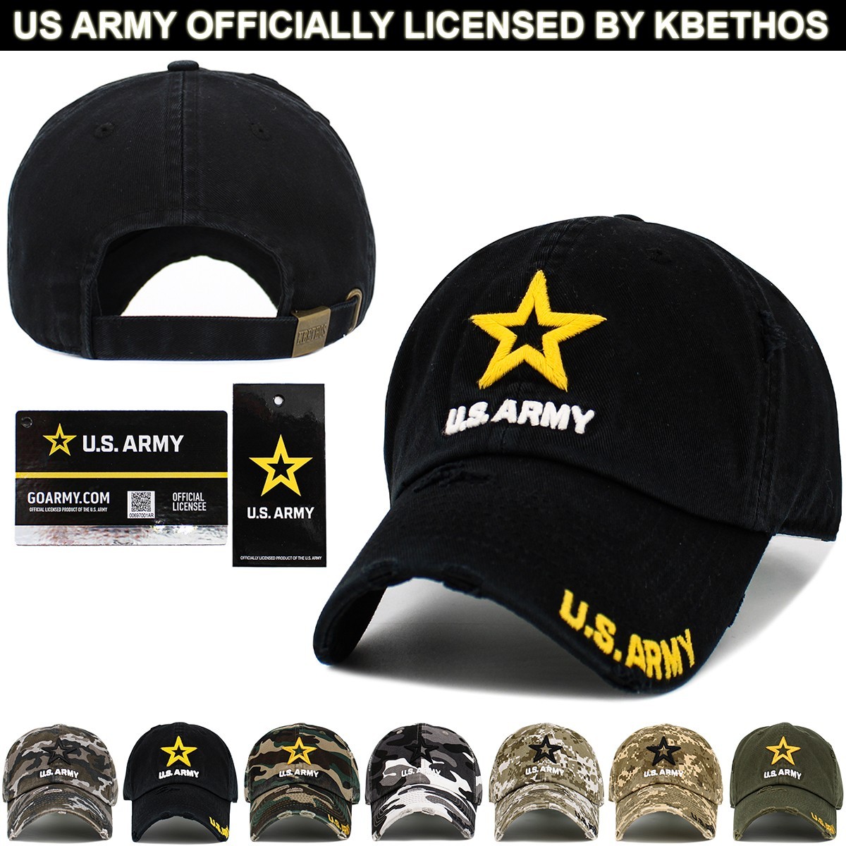 US Army Licensed Baseball Cap Hat Veteran Seal Adjustable Military