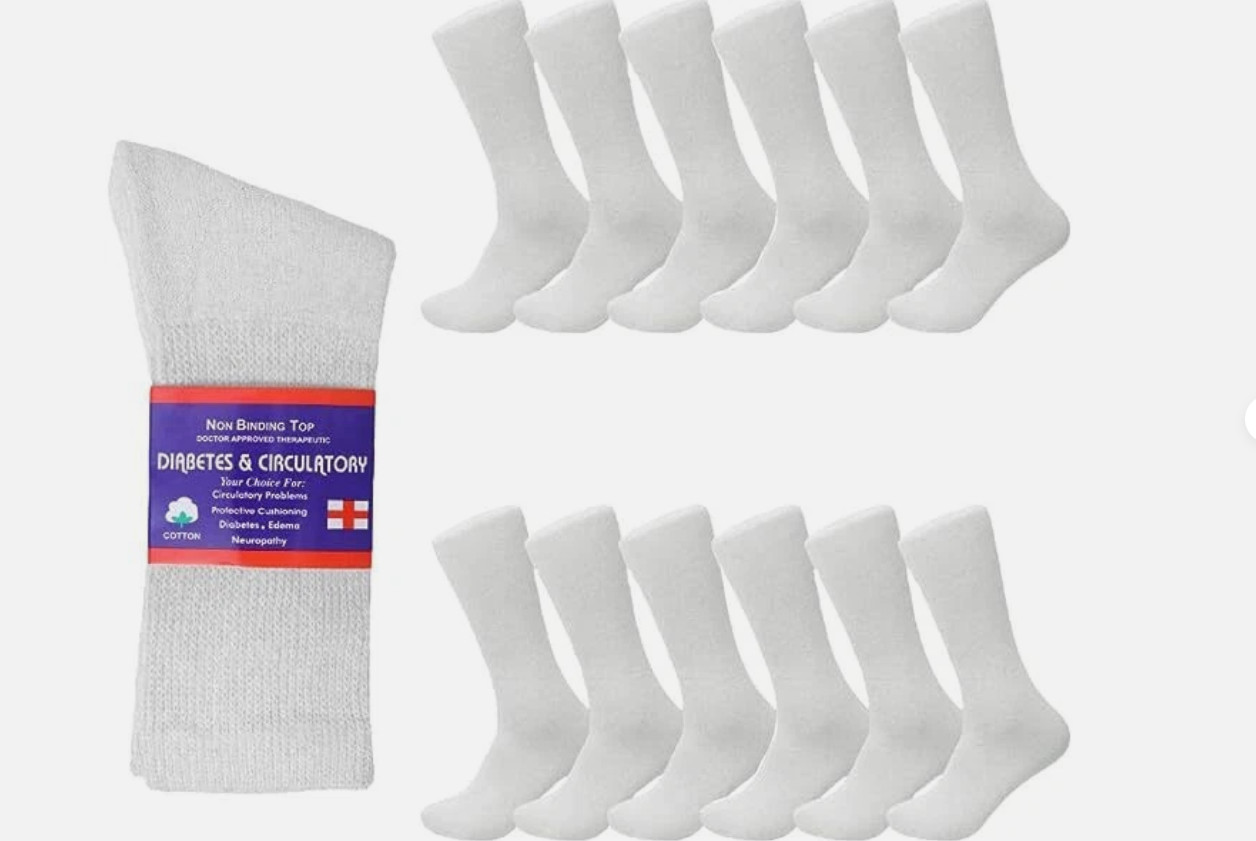 Diabetic Socks, Non-Binding Circulatory Cushion Cotton Crew Socks for Men Women