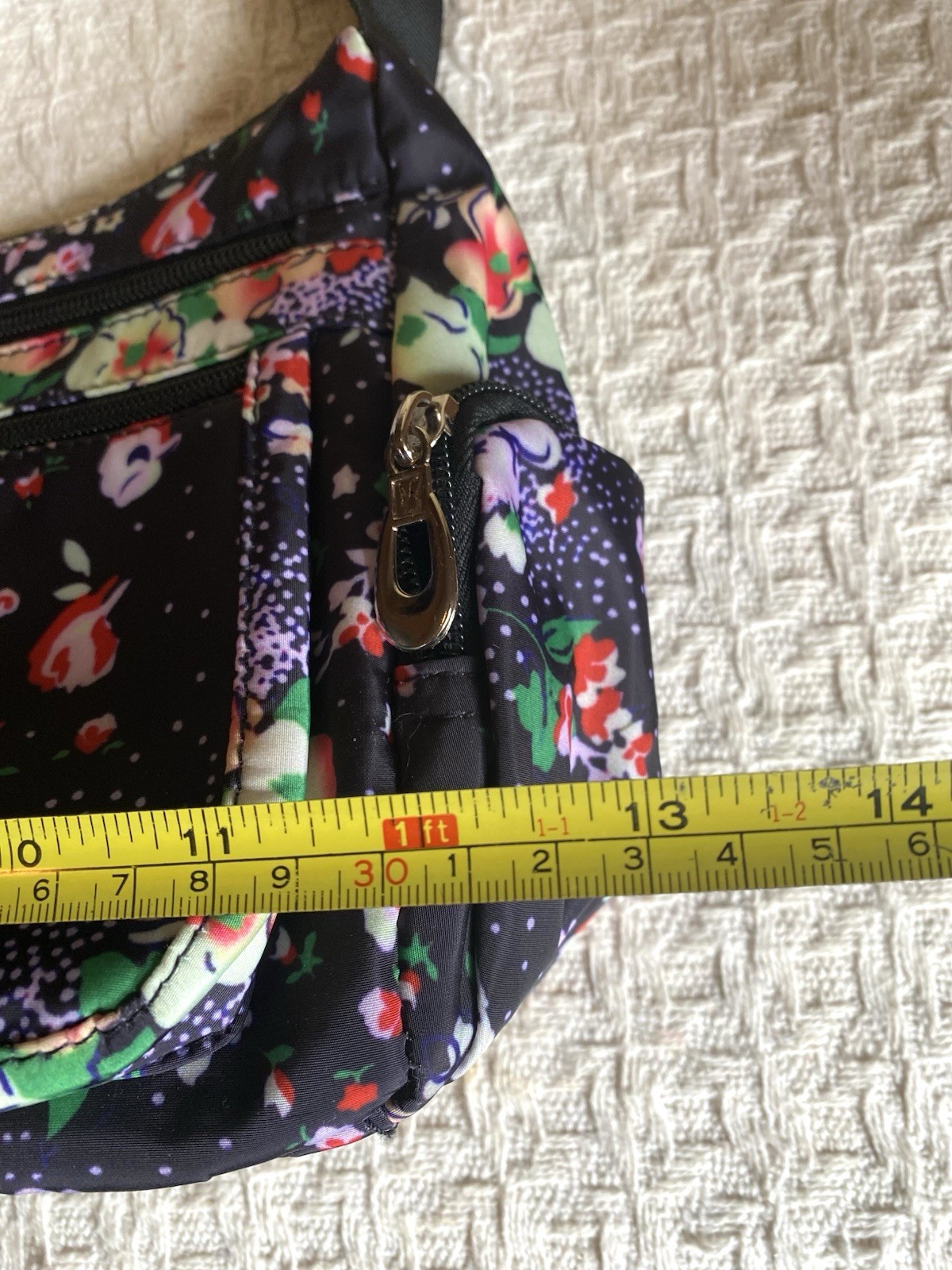 RUIMOTI Nylon FlORAL Crossbody Shoulder Bag Purse Very Roomy Pockets 13” x 6.75