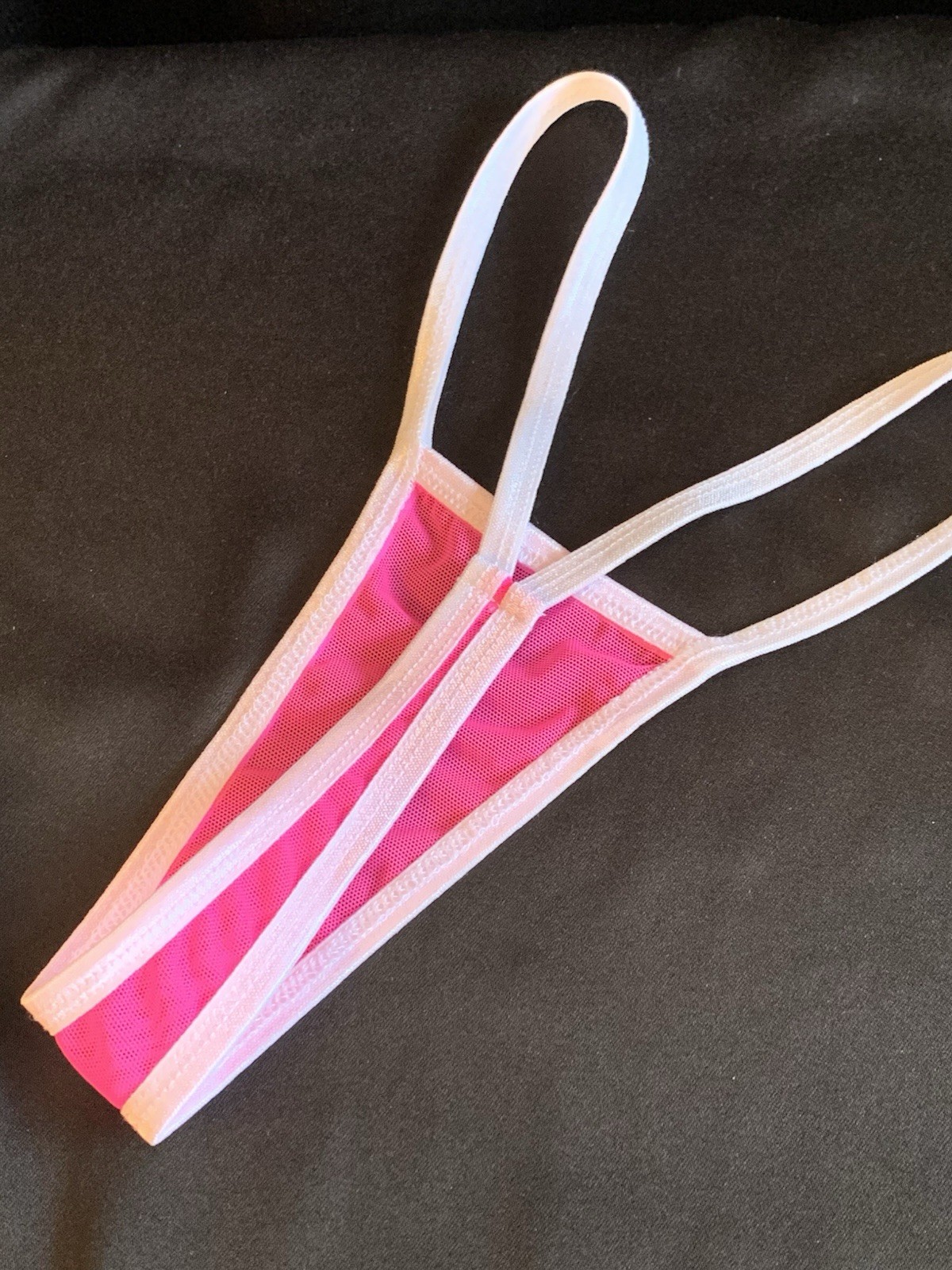 Thong Sheer Neon Pink White Custom Made In USA XS All Sizes In My eBay Store