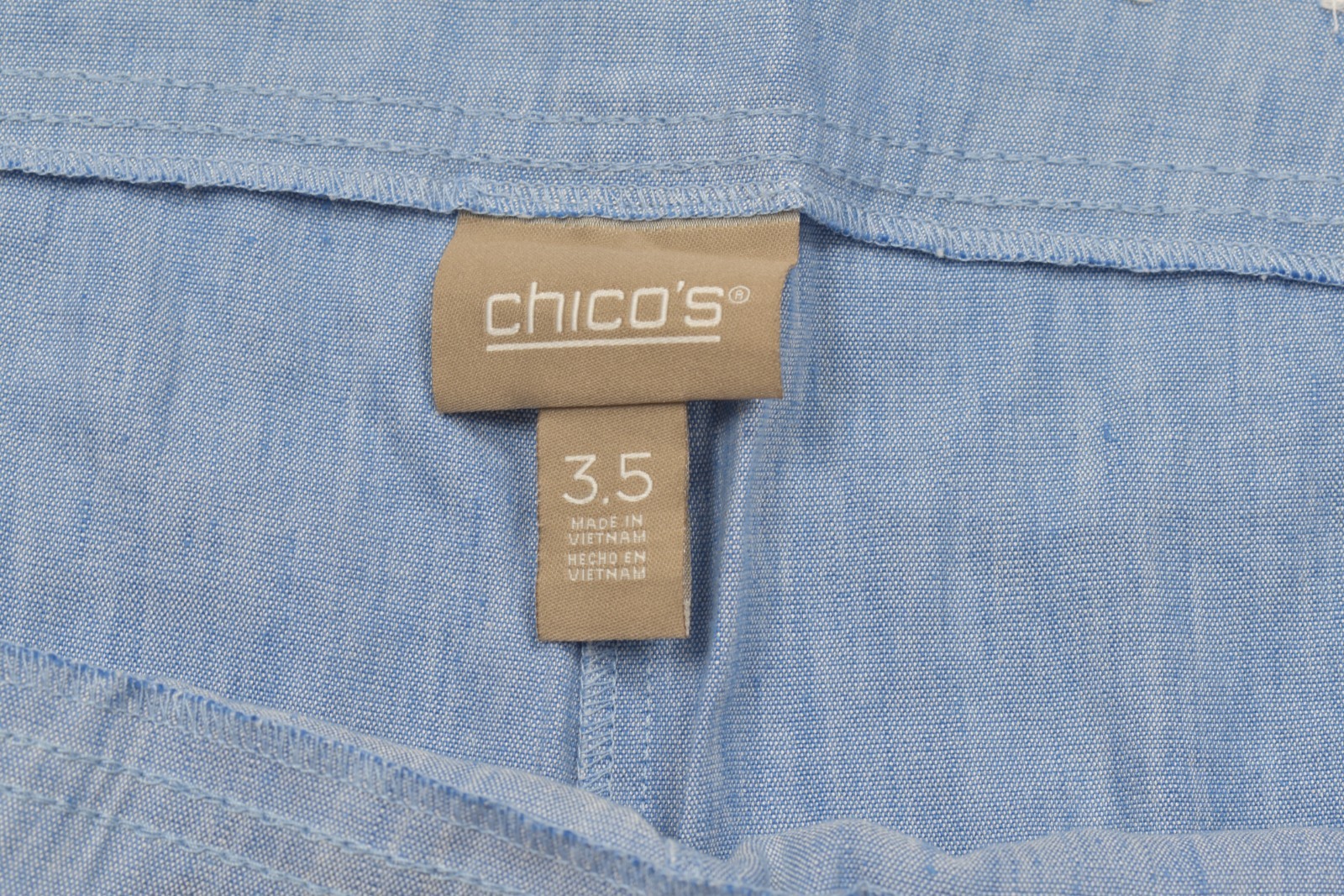 Chico’ s Women’s Pull On Linen Blend Straight Crop Pants Blue Size 3.5 (18)