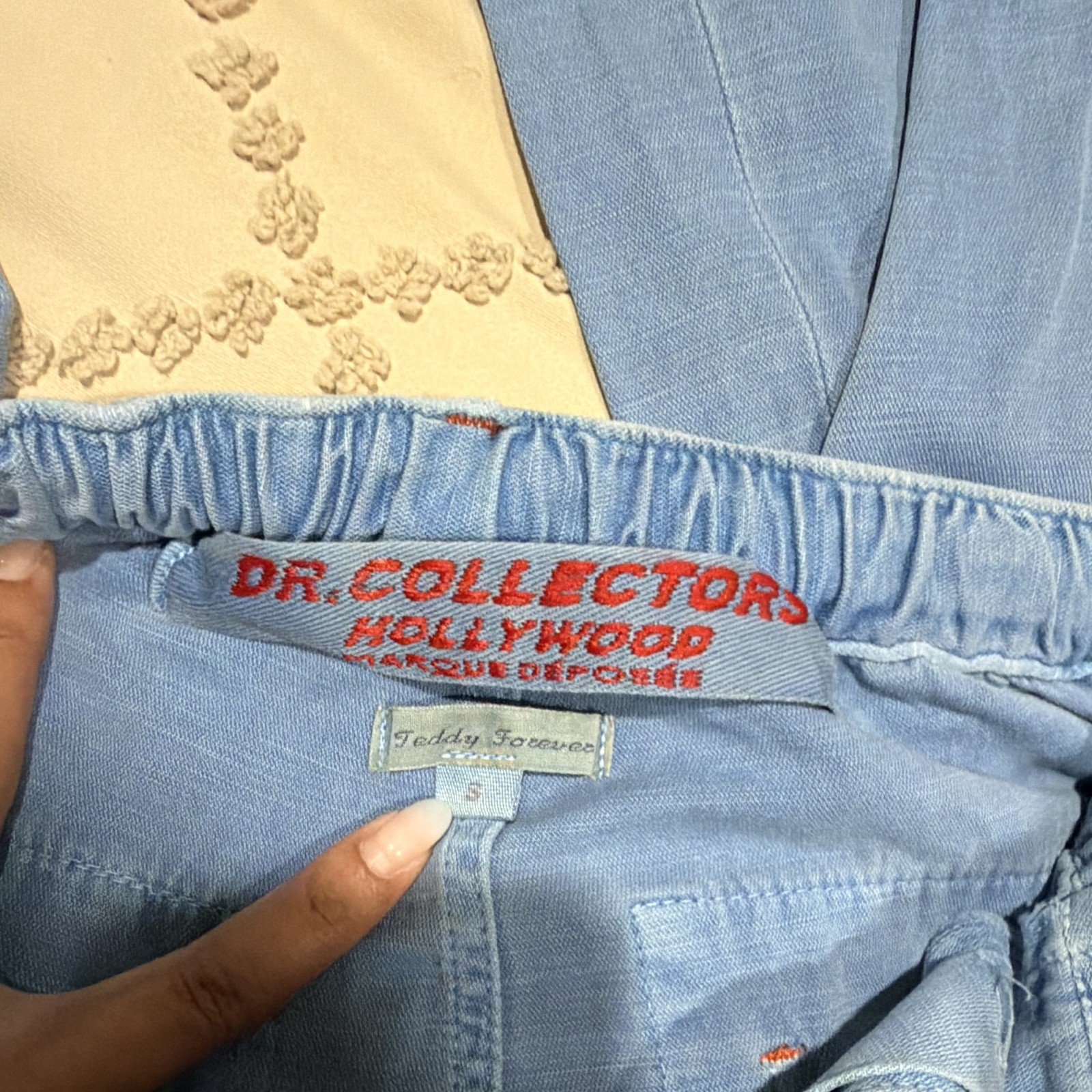 Dr. Collector Women’s Blue Cotton Linen Jogger Pants Pockets Drawstring S