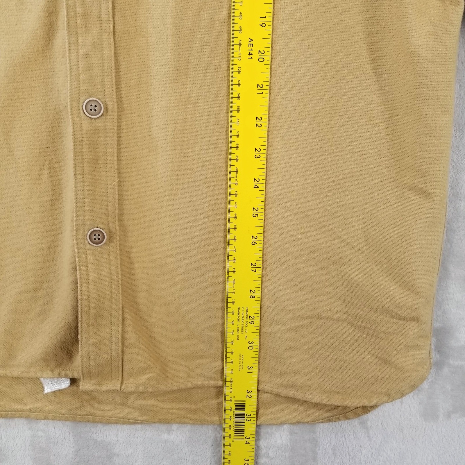 Cabelas Chamois Work Shirt Tan Cotton Long Sleeve Button Up Mens Large Tall