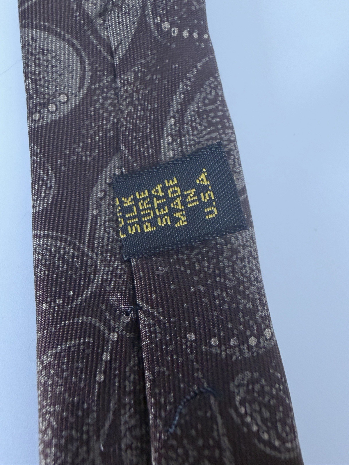 Vintage Fendi Roma Brown Abstract Pebble Silk Tie 90s Made in USA Wide Blade