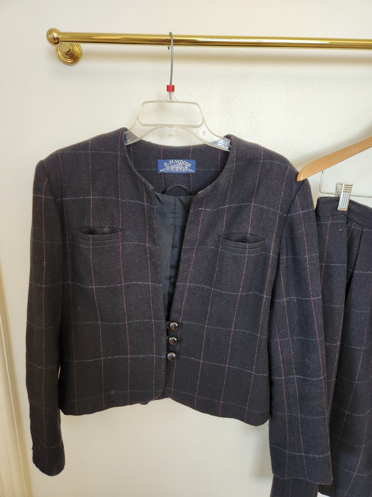 2 Pieces Navy Blue “E. H. Woods” Size 10 Skirt Suit Nice