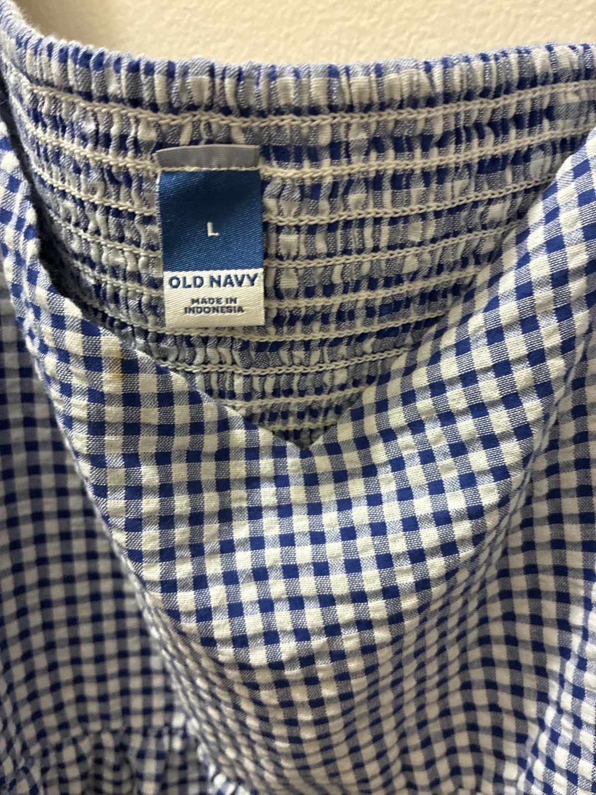 Old Navy Womens Gingham Dress Large Milkmaid Puff Sleeves Summer Farm Girl