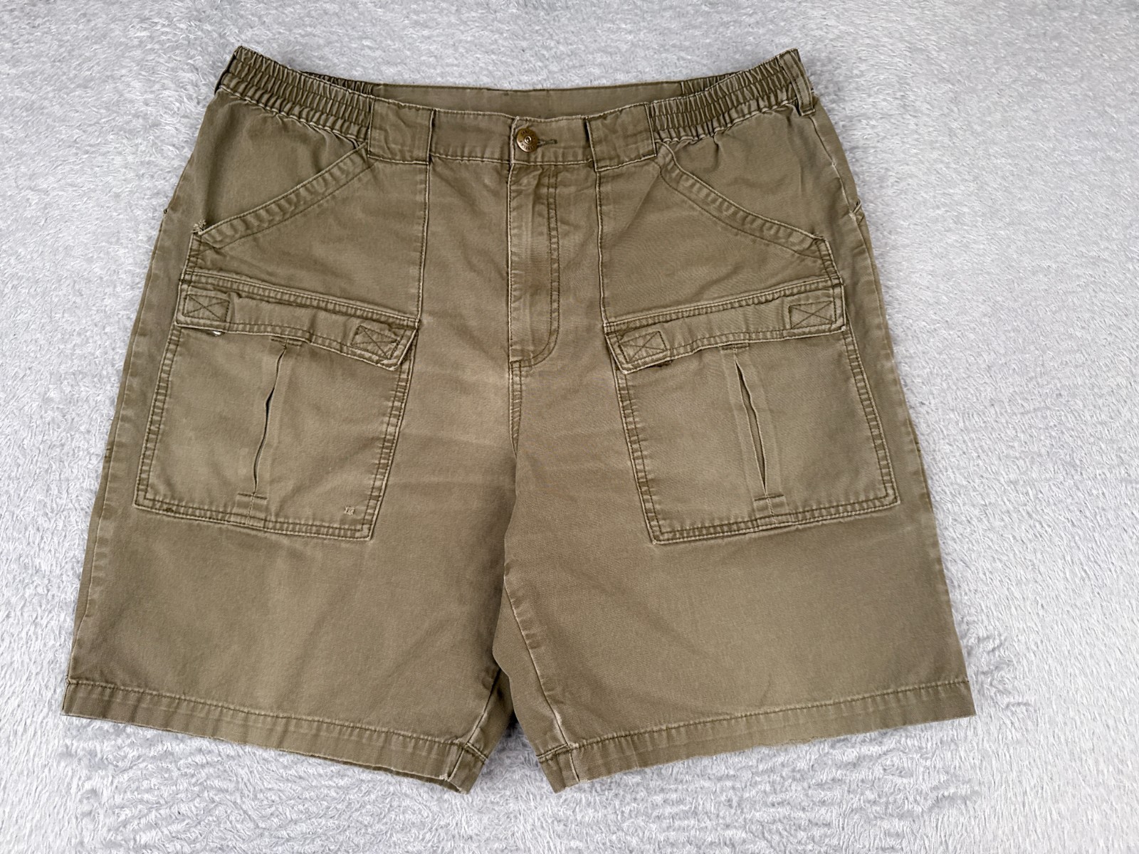 Cabelas Shorts Men 38 Beige Cargo 100% Cotton Duck Fabric Hiking Camping 38×9