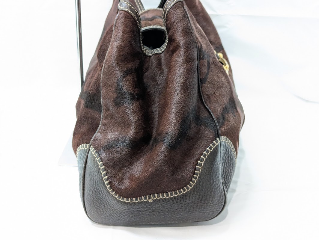 Gucci Pelham Horsebit Harako Shoulder Bag Dark Brown 223958 Women’s Auth