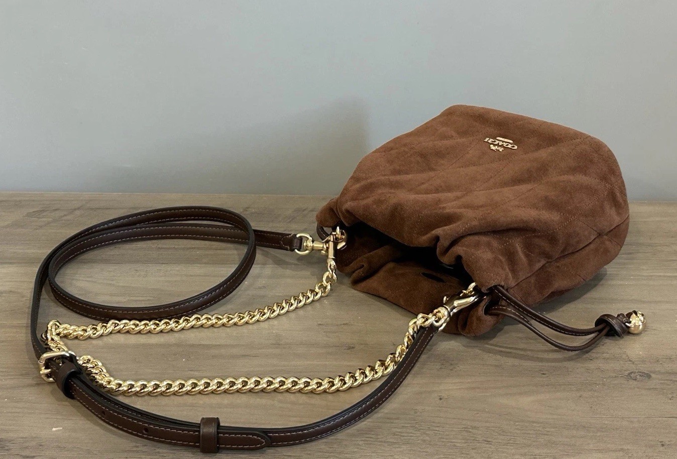 COACH Faye Mini Drawstring Crossbody Bag With Quilting CDC42 Vintage Brown/Maple