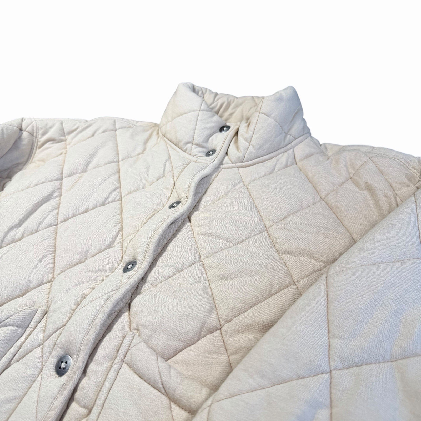 Wild Fable Quilted Button Front Jacket Cream Collared Casual Size S