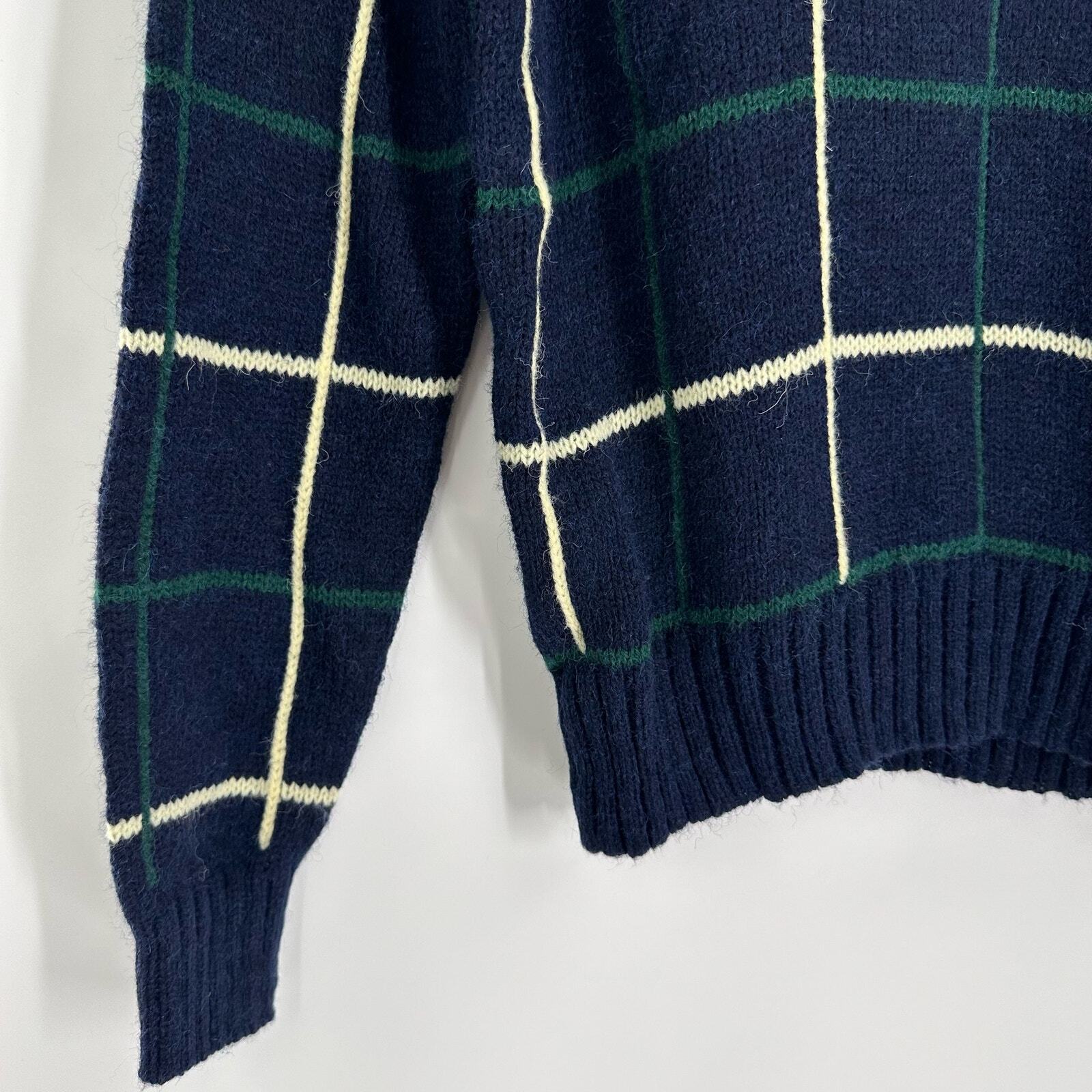Garland Hong Kong Dad Style Dark Blue Grid Check Pattern Sweater Adult Window