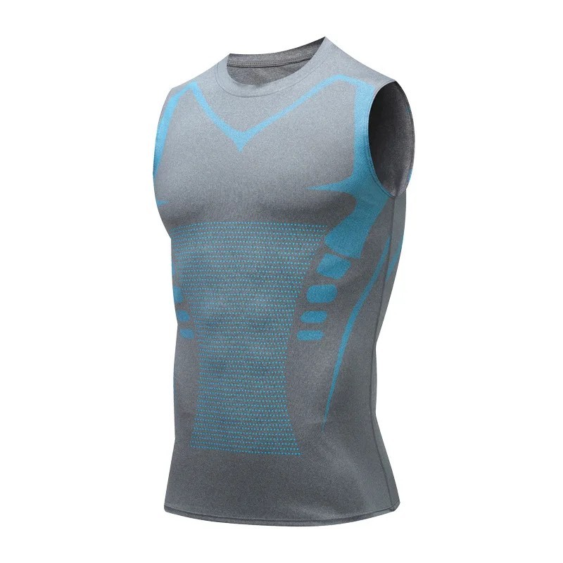 Men Compression Shirt Version Ionic Shaping Sleeveless Vest Sport Tank Top S-2XL
