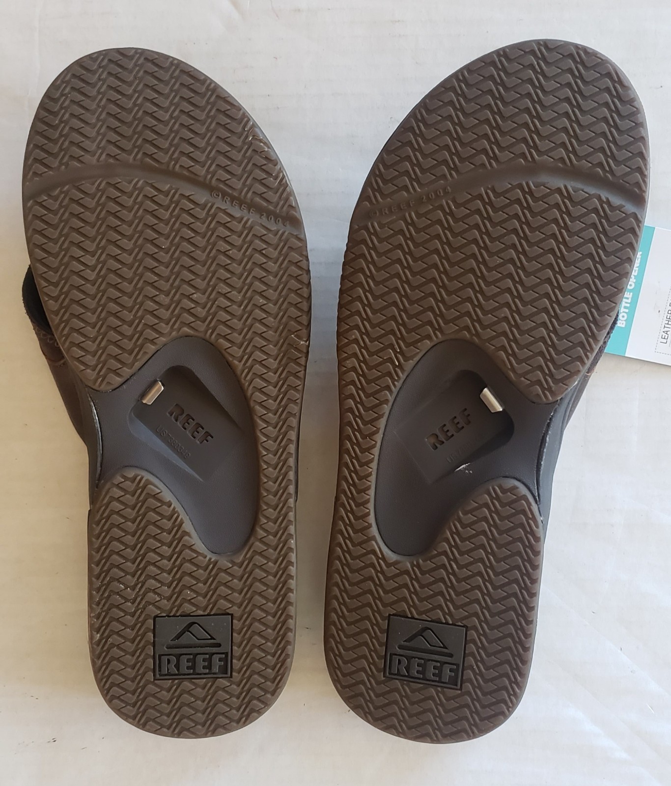 New Reef Leather Fanning Men’s Size 12 Bottle Opener NWT dk brn COMFORT AIR