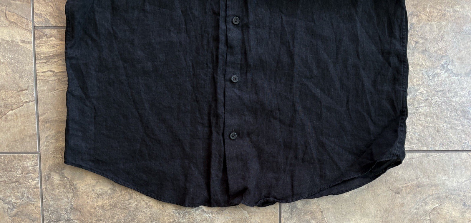 Baird McNutt Murano Black Men’s Short Sleeve 100% Linen Button Up Shirt Large