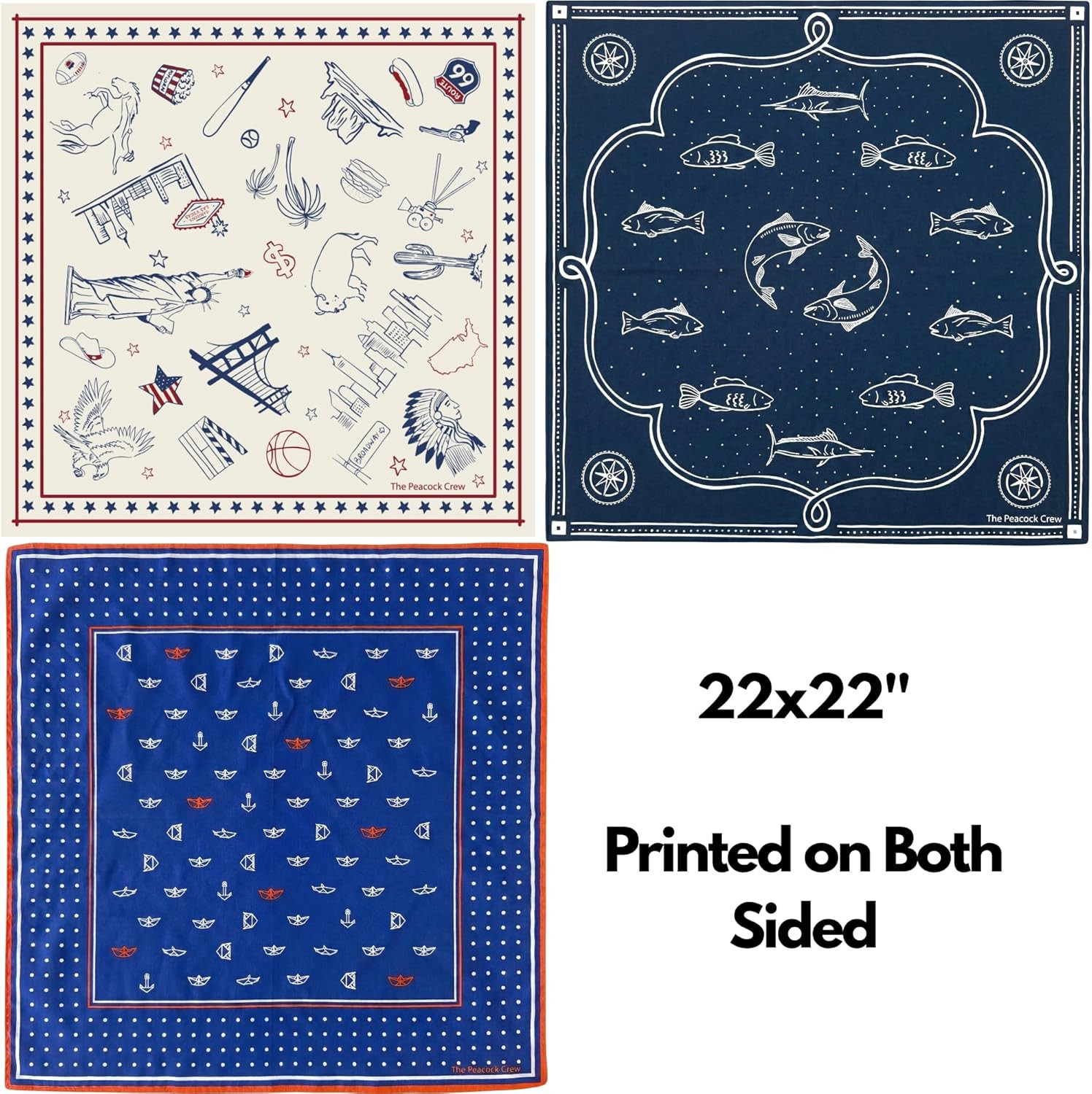 Premium Soft Cotton Bandanas Pack for Men and Women Paisley 22 X 22 Inches