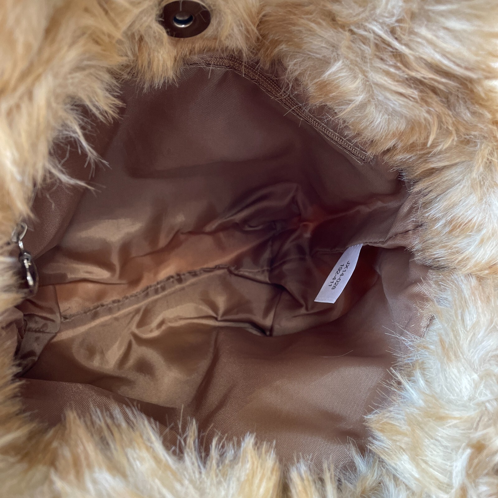 Barbie Faux Fur Hand Bag Iconic Embroidered Wallet Beige W11×H7×D4inch Movie