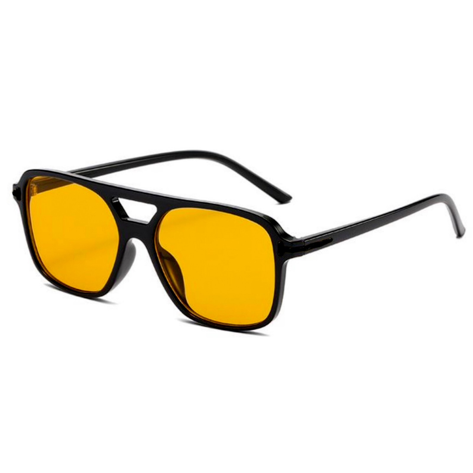 Men Women Trendy Yellow Lens Big Aviator Retro 70’s Oversized Sunglasses