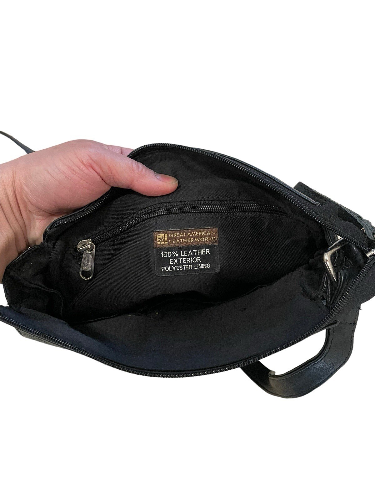 Good American Leather Works Shoulder Bag Leather Purse Black Size 10×11 GUC 👝