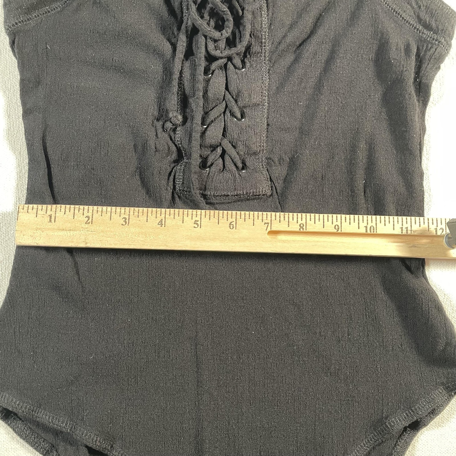 Free People Bodysuit Womens Small Black Lace Up Intimately Jersey Snap Stretch
