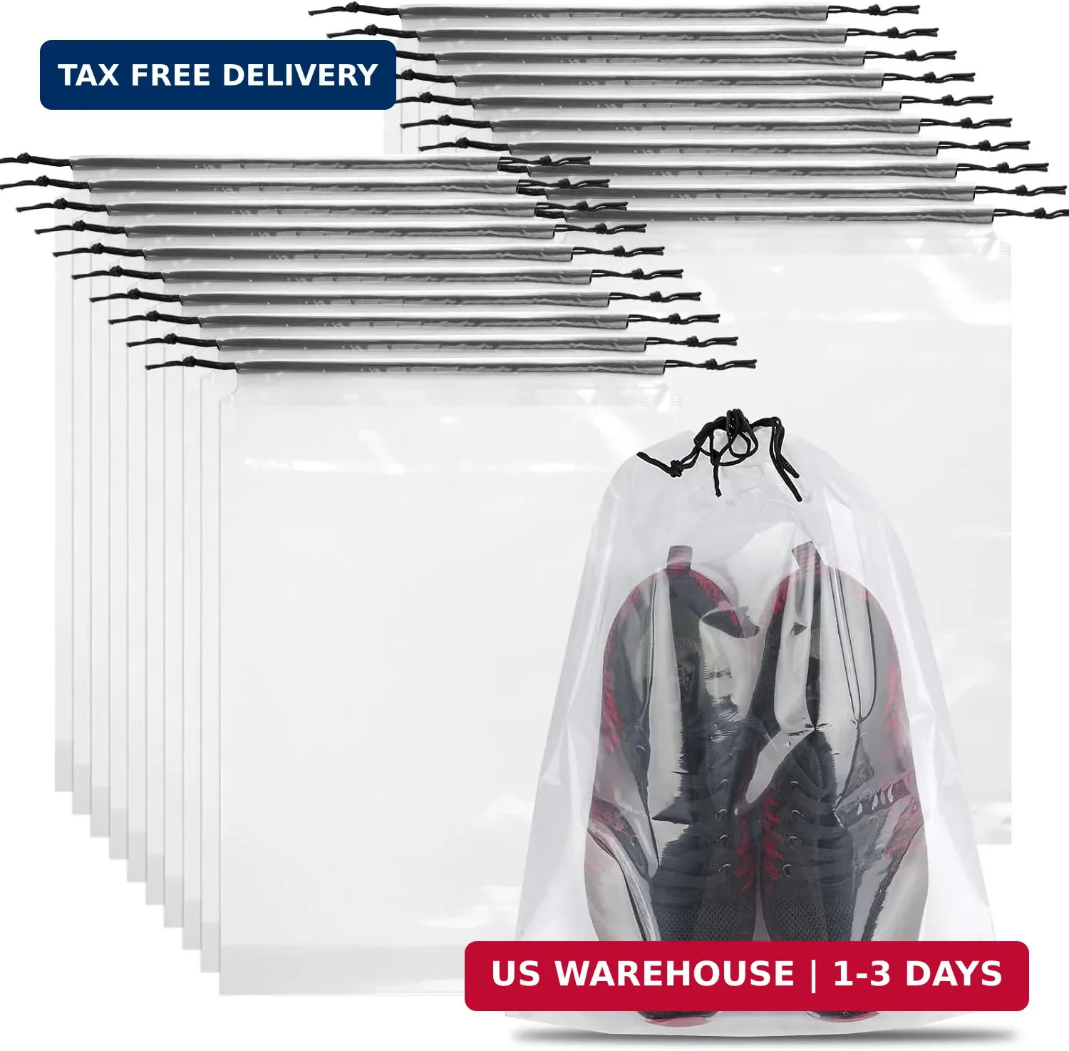 20 Pack Clear Shoe Bags for Travel Waterproof 15.7×11.8in Drawstring Storage Bag