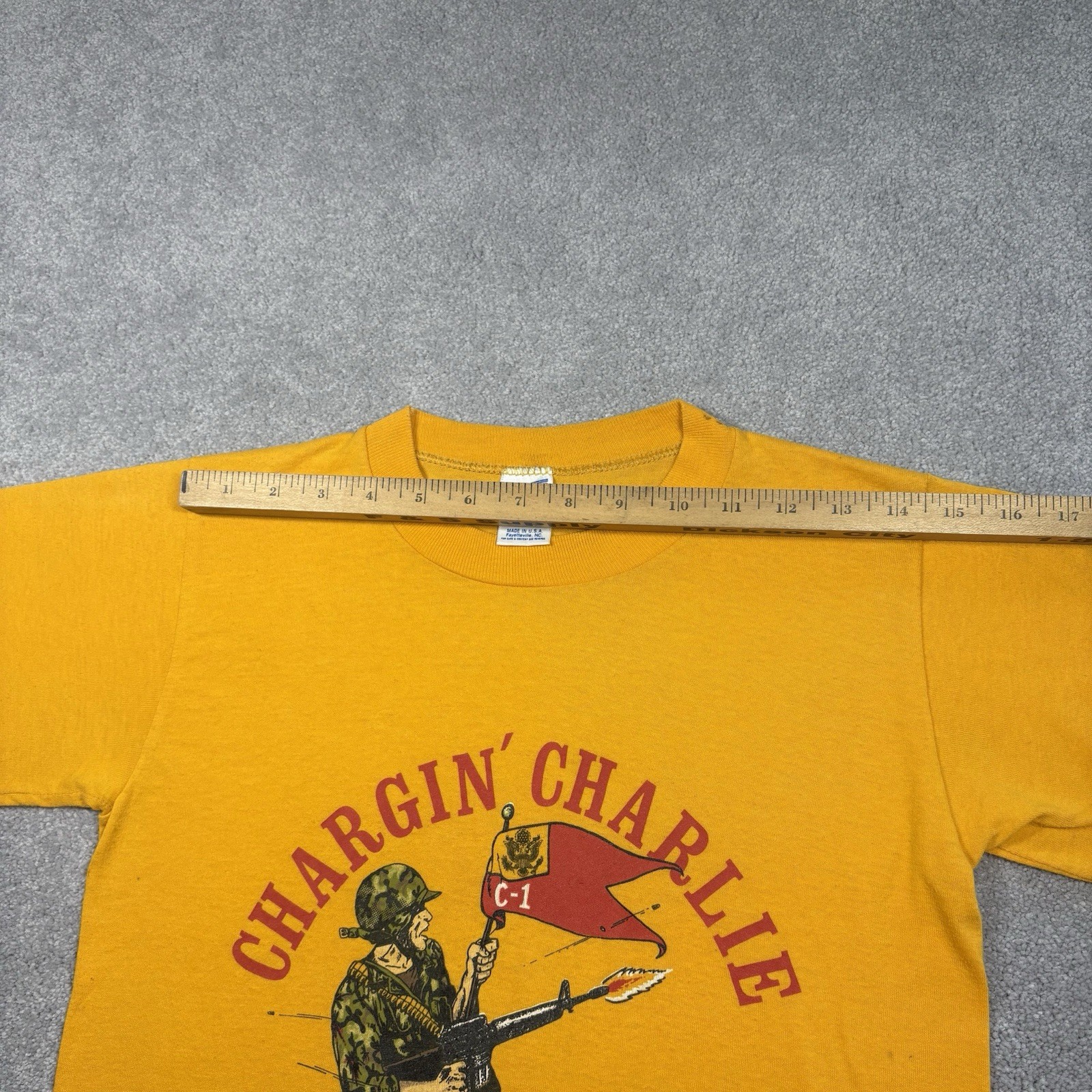 USMC Chargin’ Charlie 1st Battalion 80s T Shirt Named Single Stitch Size Small