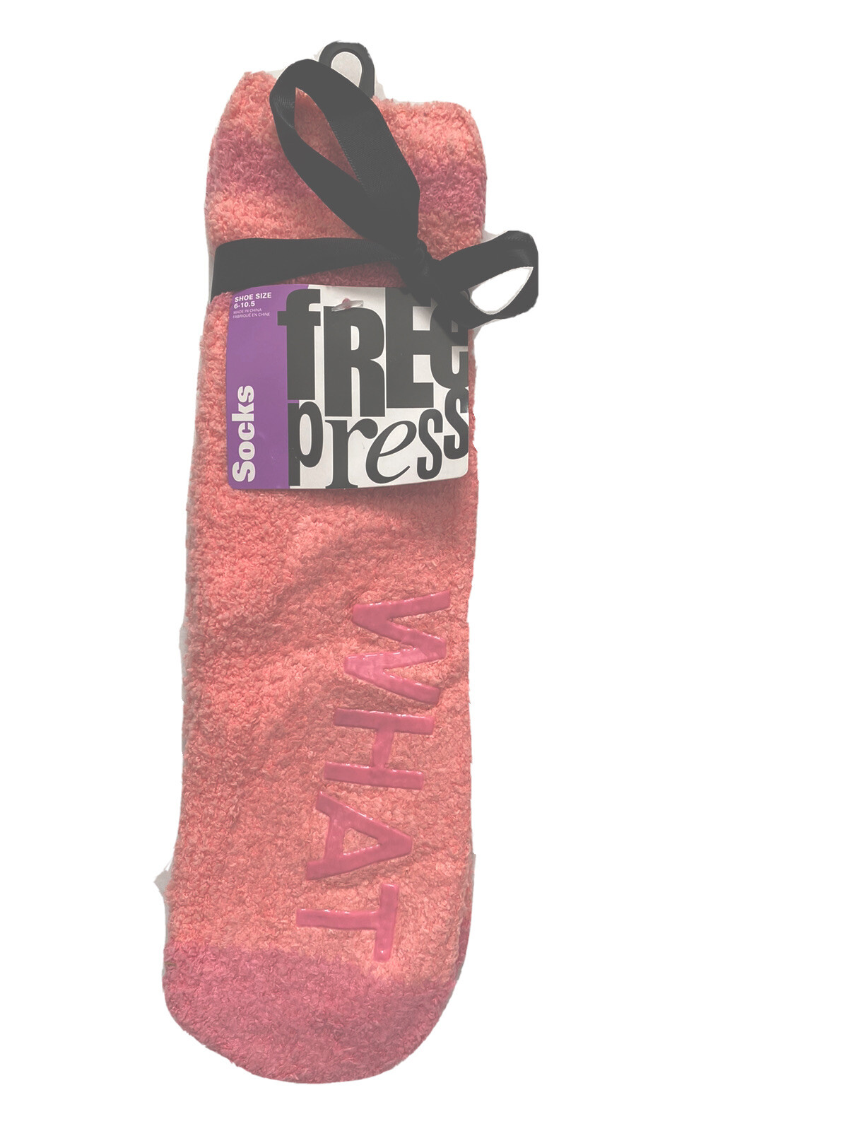 Free Press Women What Ever Fuzzy Crew Socks 2 Pairs Peach One Size 6443