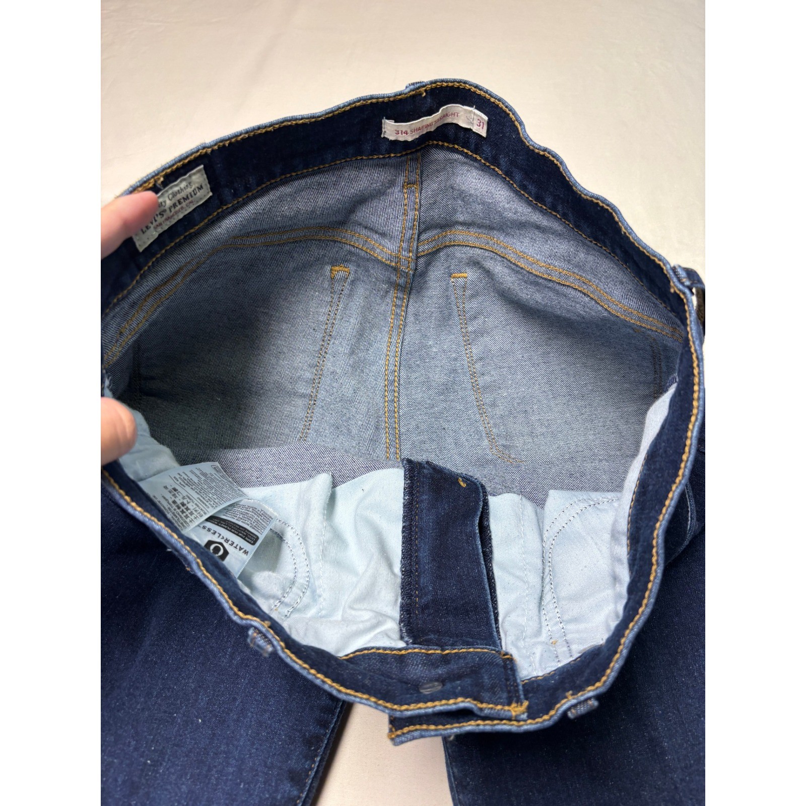 Levi Strauss Premium Big E 314 Shaping Straight Dark Denim Jeans Women 33X31