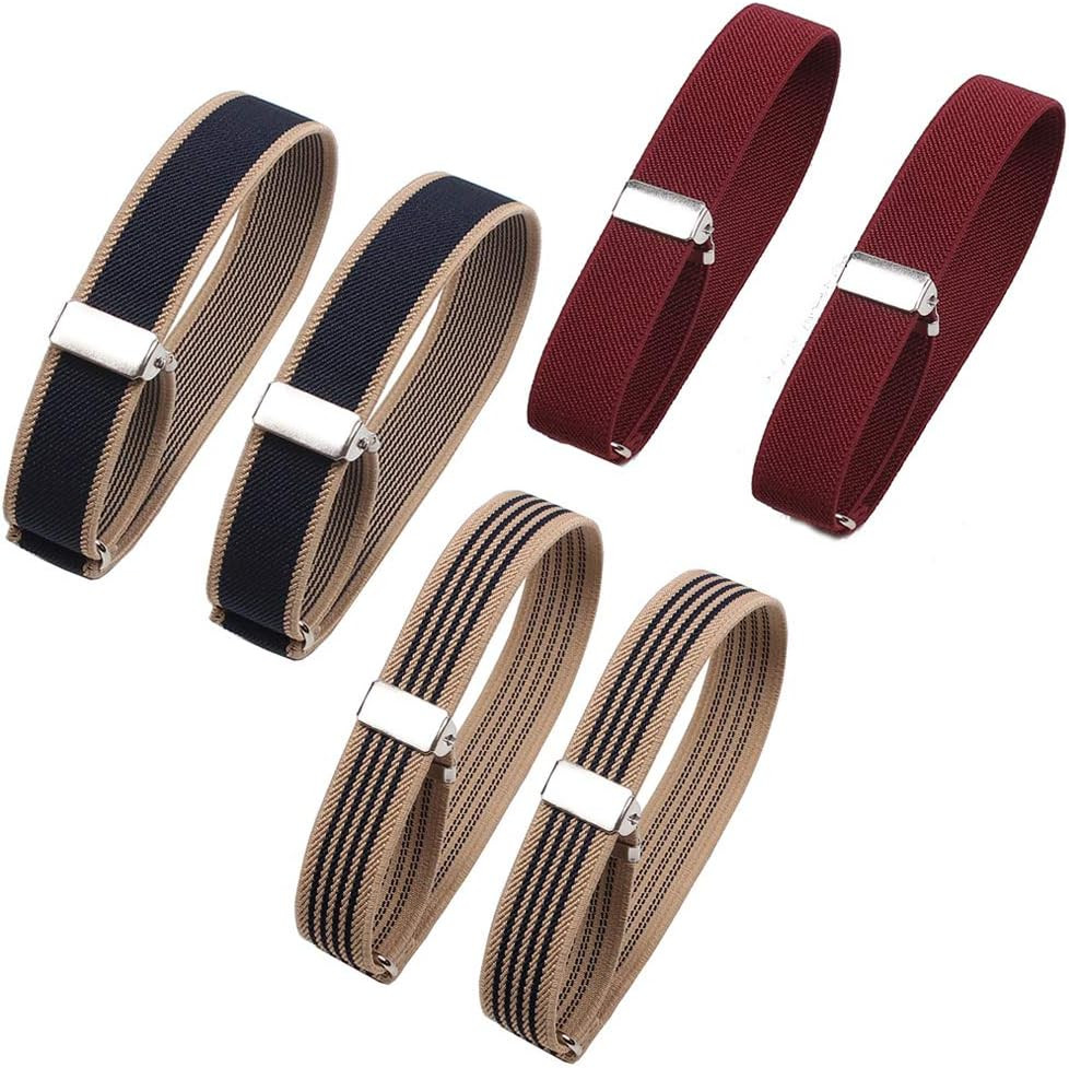 6 Pieces (3 Pairs) Elastic Adjustable Armbands Sleeve Bands Anti-Slip Shirt S…