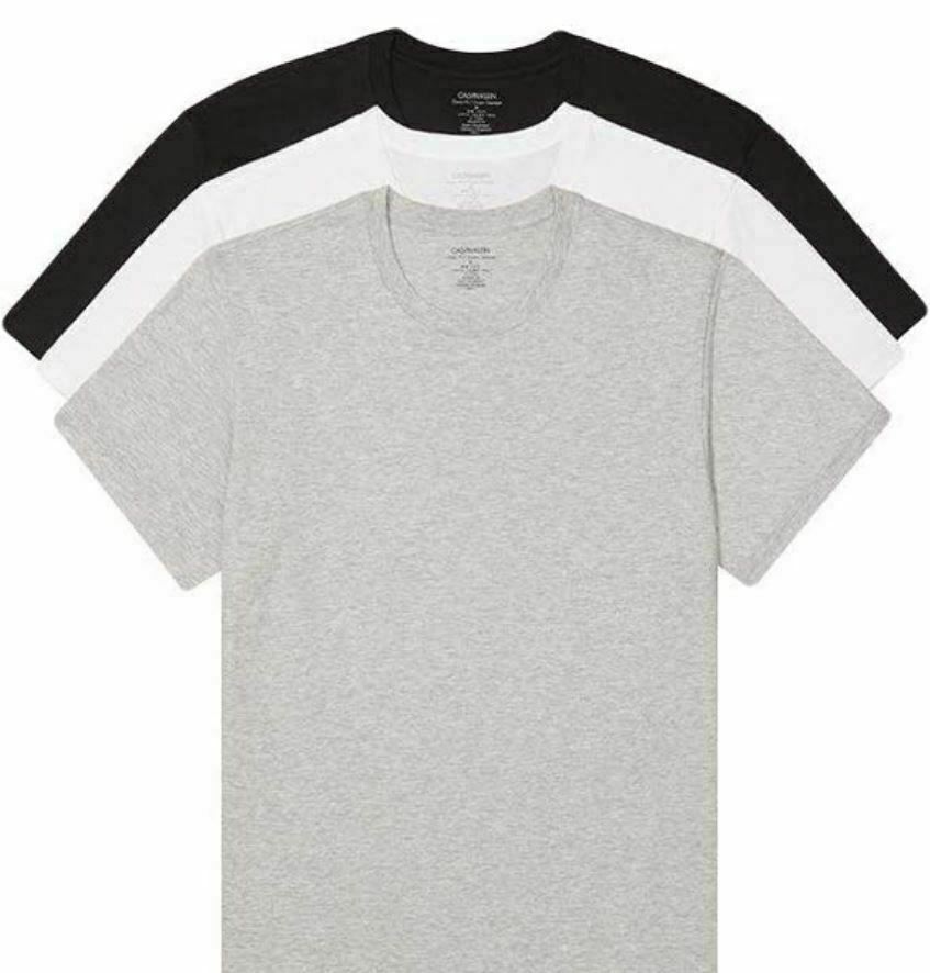 3 Calvin Klein Cotton White Black Gray Crew Neck Basic T Shirts Undershirt M