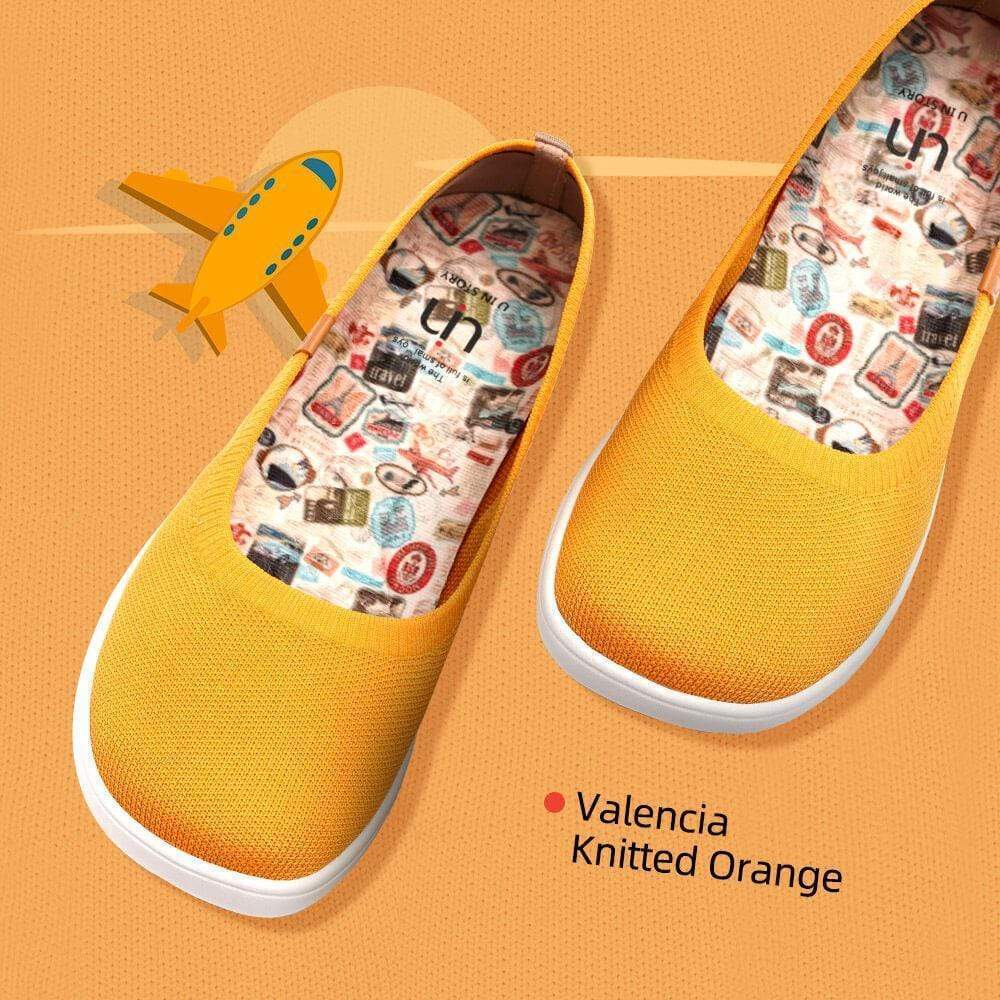 Women Size 5-12 UIN Slip On Shoes Canvas Comfortable ” Valencia knitted orange”