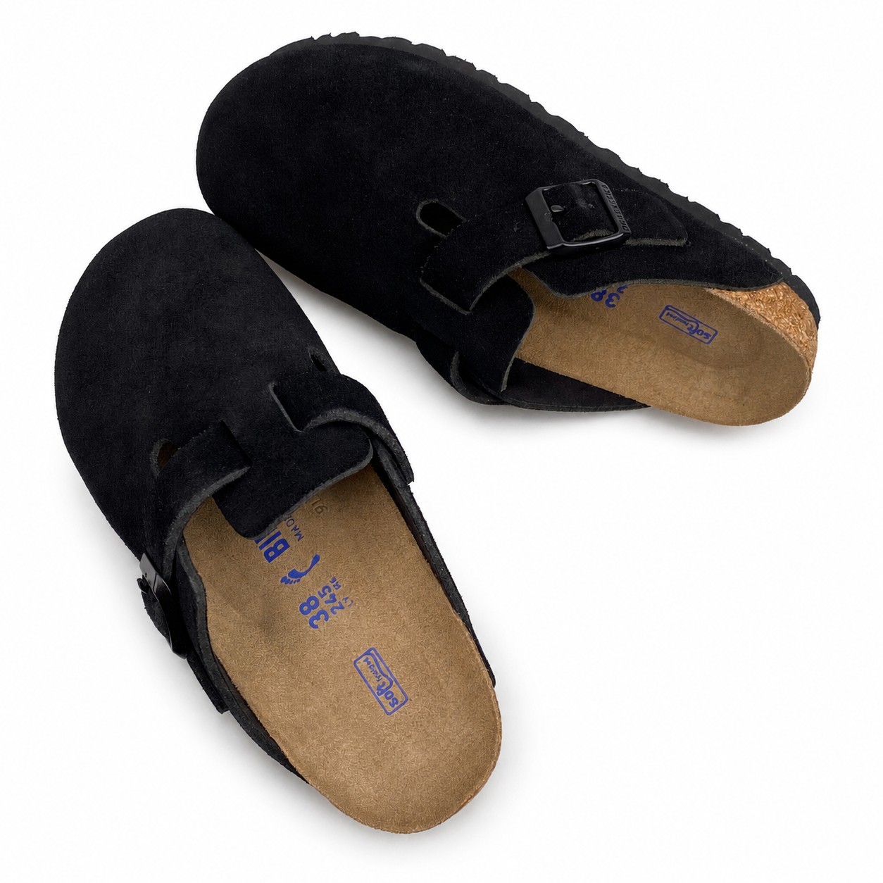 Birkenstock Boston Soft Footbed Suede Leather Black Clog New