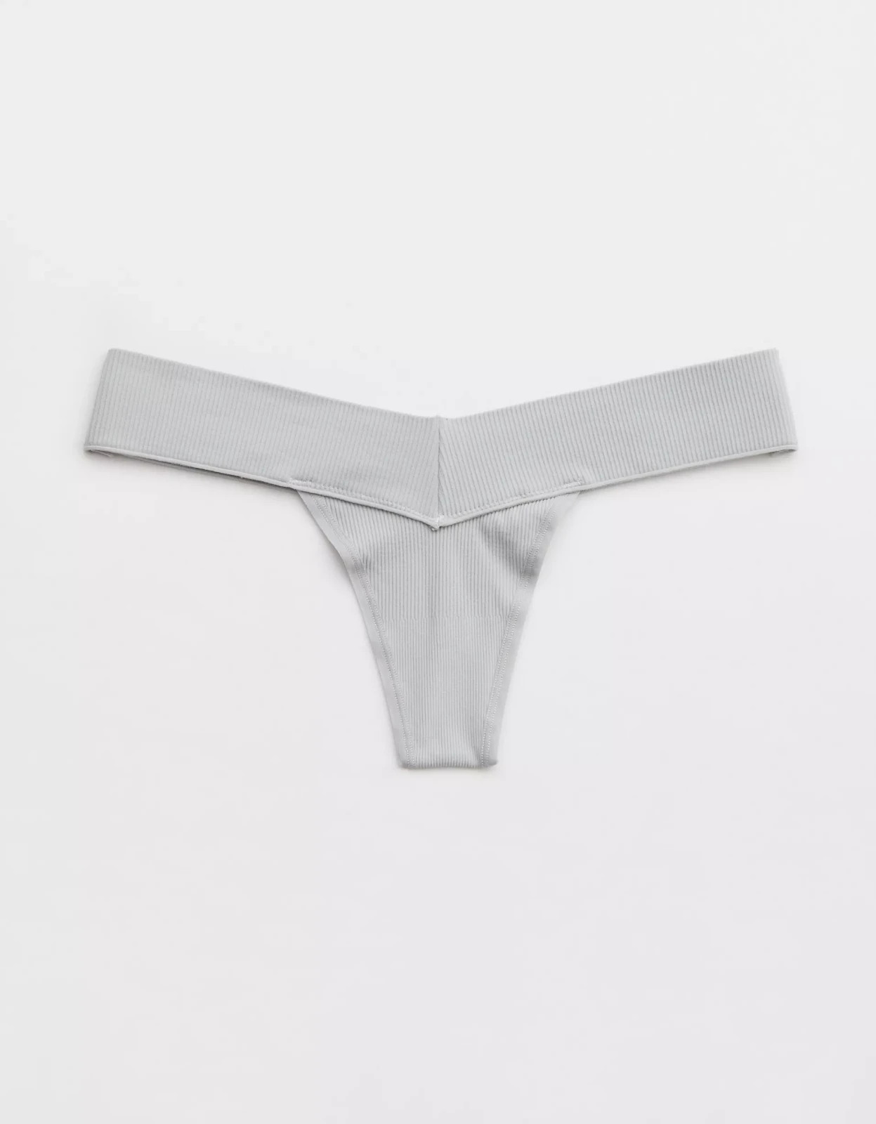 S American Eagle AERIE Superchill Seamless Low Rise Thong Panties Underwear Gray
