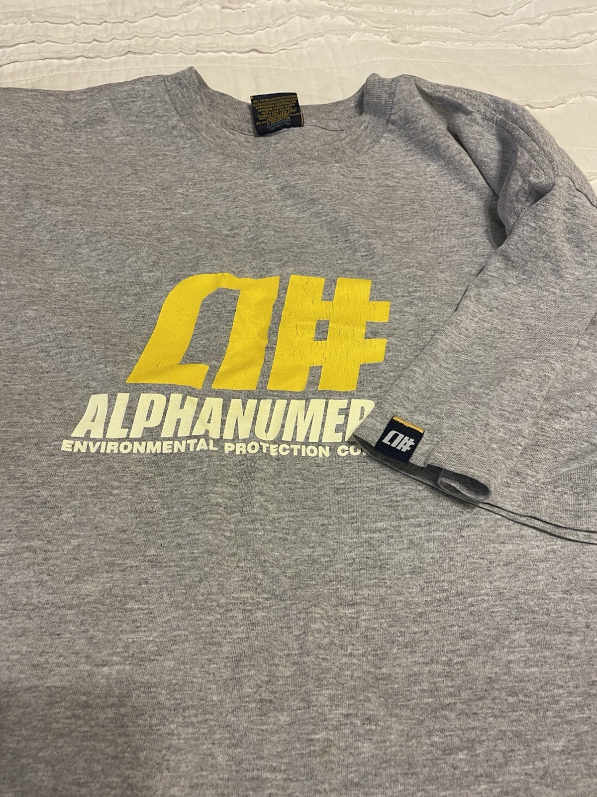 Vintage 1998 Alphanumeric A# Graphic T-Shirt Large Gray Skate Streetwear Rare