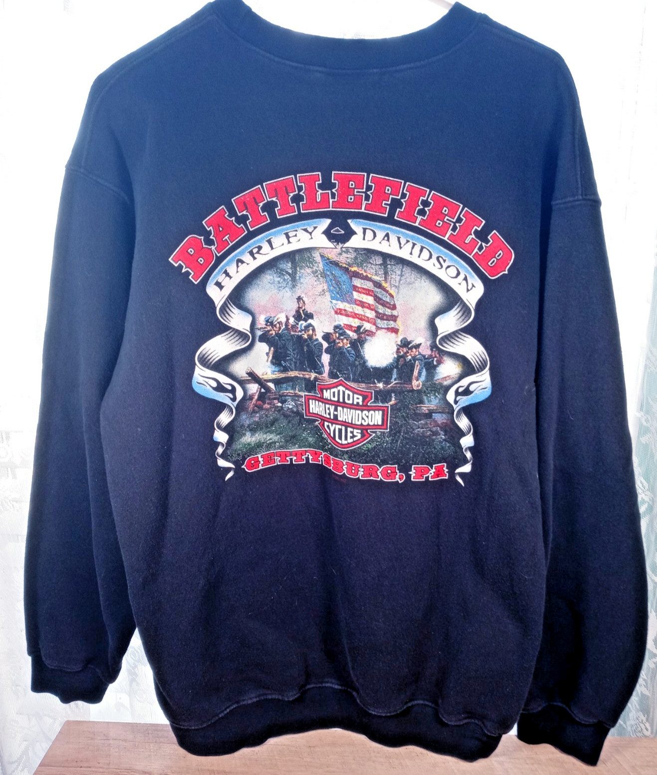 Harley-Davidson Y2K Battlefield Gettysburg, PA Graphic Print Sweatshirt Size L
