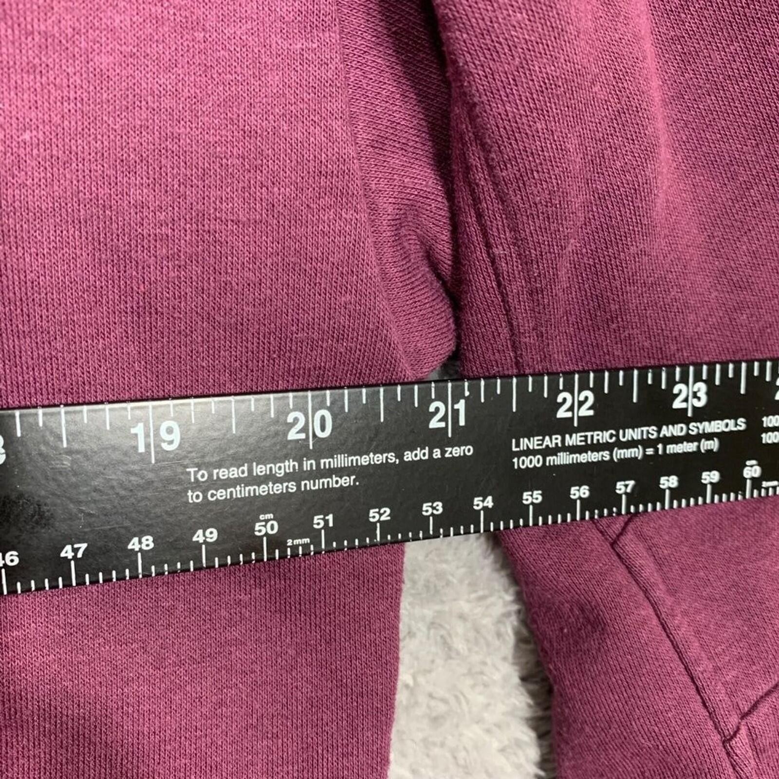 Primark Sweatshirt Womens S Burgundy Cropped Puff Sleeve Fleece Pullover Relaxed