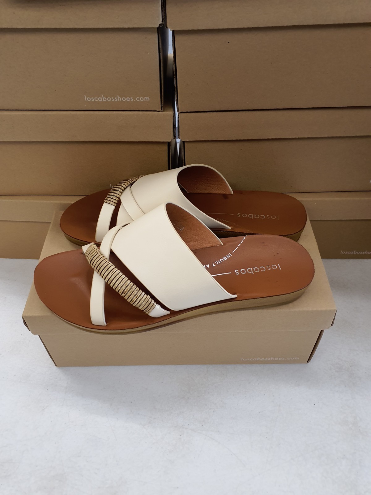 Los Cabos Bride Bone Sandal Women’s EU 38 39 White Brown L2306-126