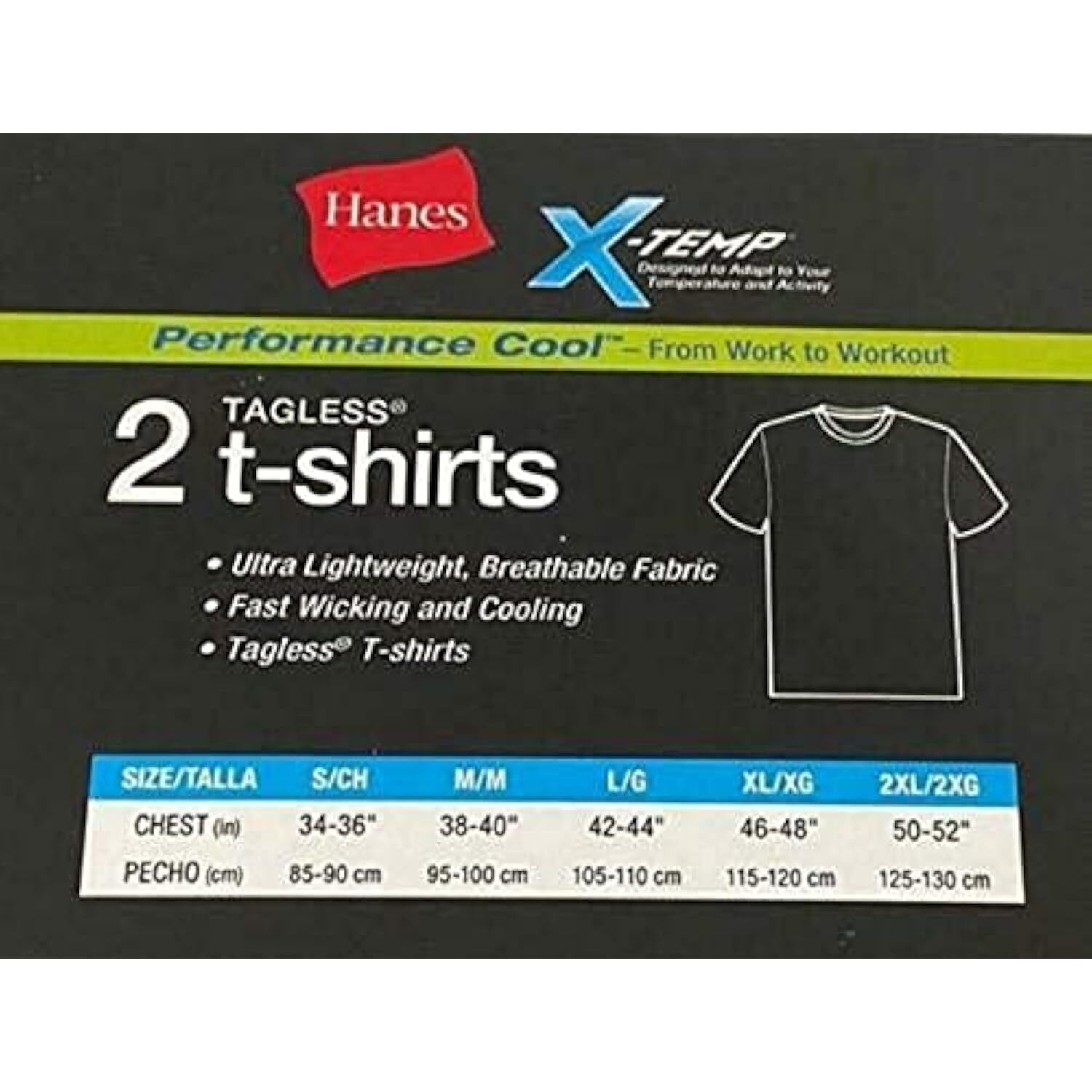 LARGE Hanes Mens X-Temp Performance Cool Tagless Crew T-Shirts 4pack, Grey/Blue