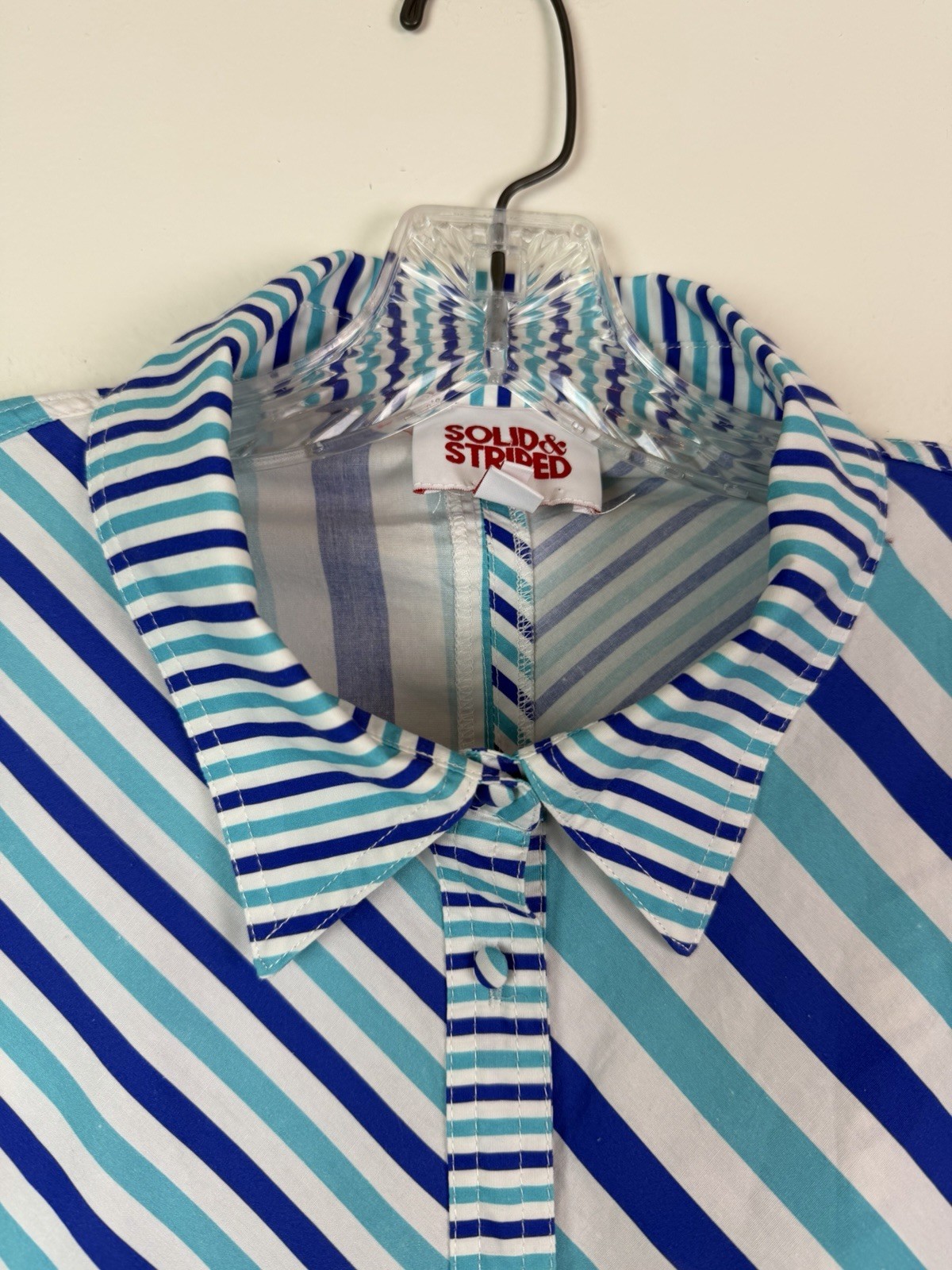 Solid & Striped The Emerson Poplin Shirt Dress in Mixed Stripe Cerulean Size M