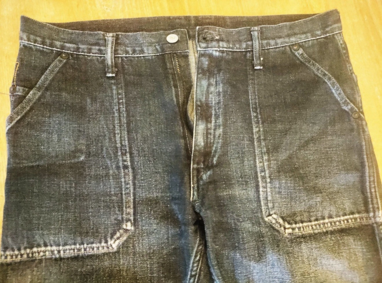 45 rpm denim pants, Indigo dyeing, vintage, Made in Japan, size-33, Hand made