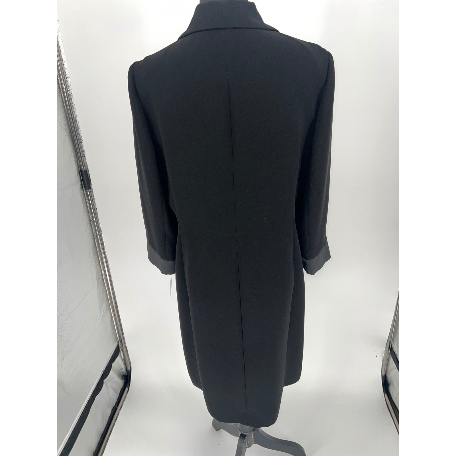 Alyssa Black Tuxedo Wrap Dress Satin Lapel Rhinestone Detail 12P 8223P845