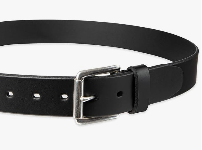 DOCKERS MEN’S BELT BLACK 100% LEATHER – Casual Classic Silver Buckle SIZE 36