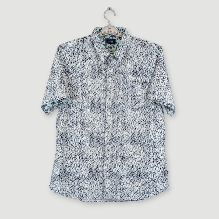 7 Diamonds 4-Way Stretch Button Up Shirt Mens XL Geometric Outer Limits Pattern