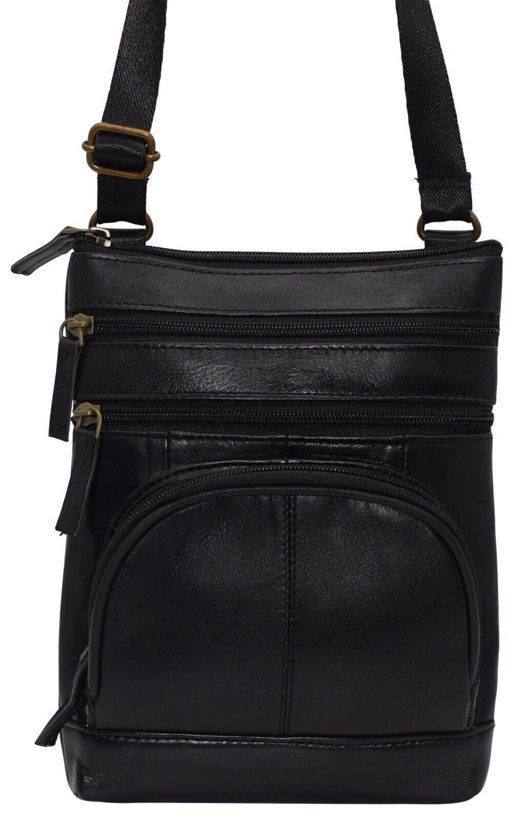 Marshal Real Leather Shoulder Handbag Cross Body Organizer Pockets Bags Black