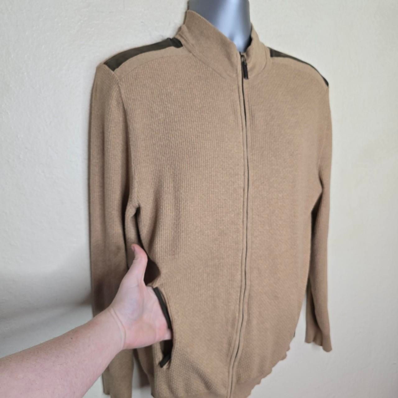 Tasso Elba Full-Zip Faux Suede Trim Textured Knit Sweater Jacket