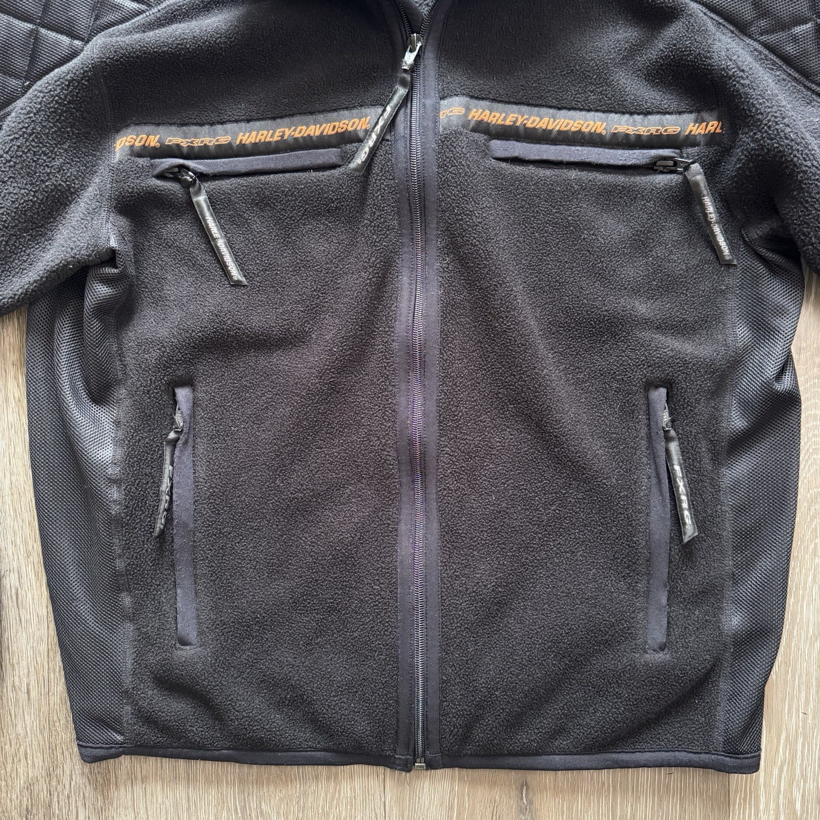 Harley Davidson Fxrg Mens Small Black Full Zip Padded Fleece Riding Jacket