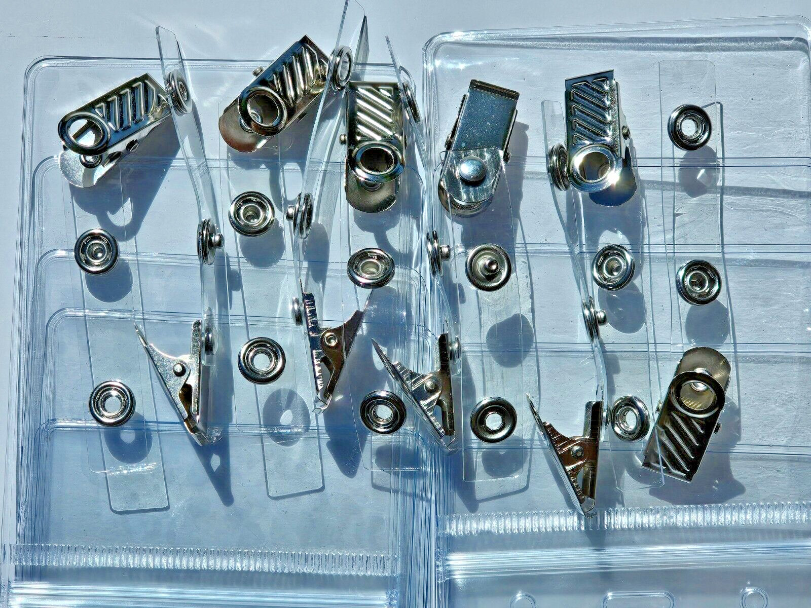 10 Vertical ID Cards + Metal Clips ID Holder Tag Badge Clear Work Waterproof Zip