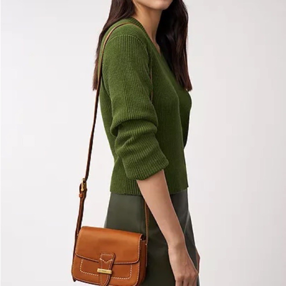 Fossil Tremont Leather Small Flap Crossbody Bag Cognac