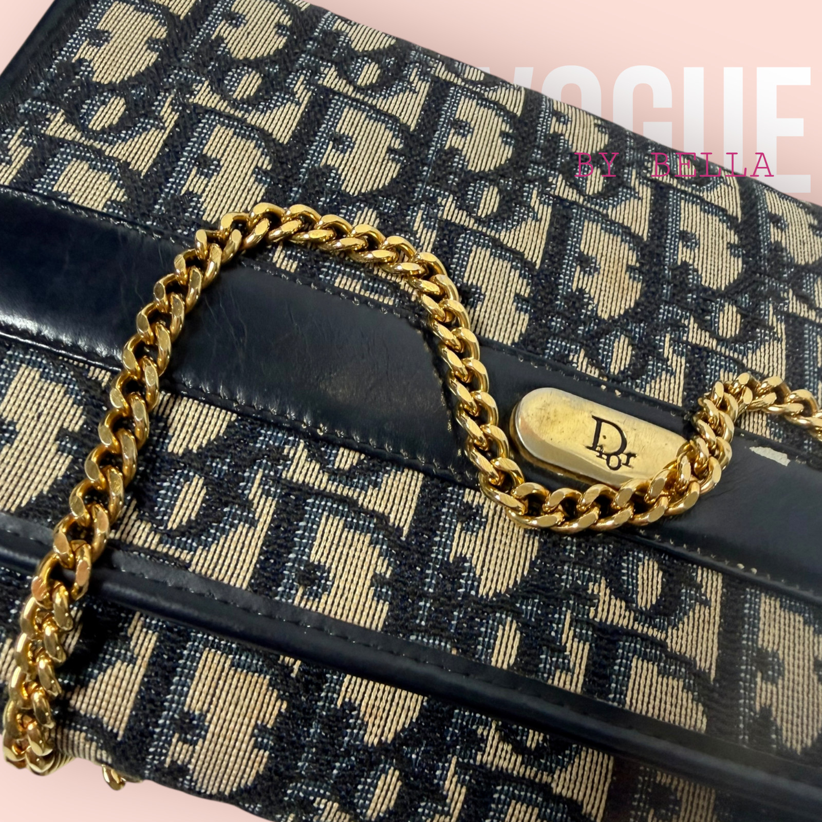 Authentic Vintage Christian Dior Trotter Monogram Gold Chain Crossbody Bag