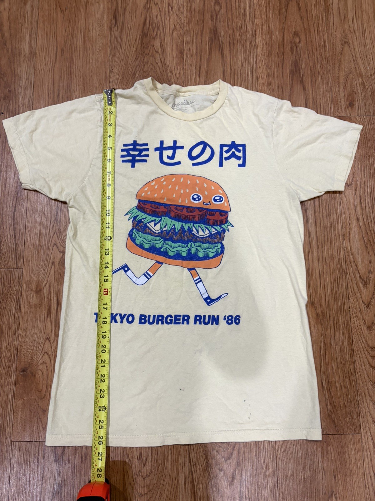 Threadless Burgerman Shirt Unisex M Yellow Tokyo Burger Run ’86 Graphic Tee